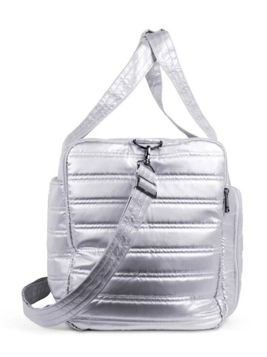 Lug Trolley Duffel Bag Metallic Silver Spacious Travel Bag - Picture 4 of 13